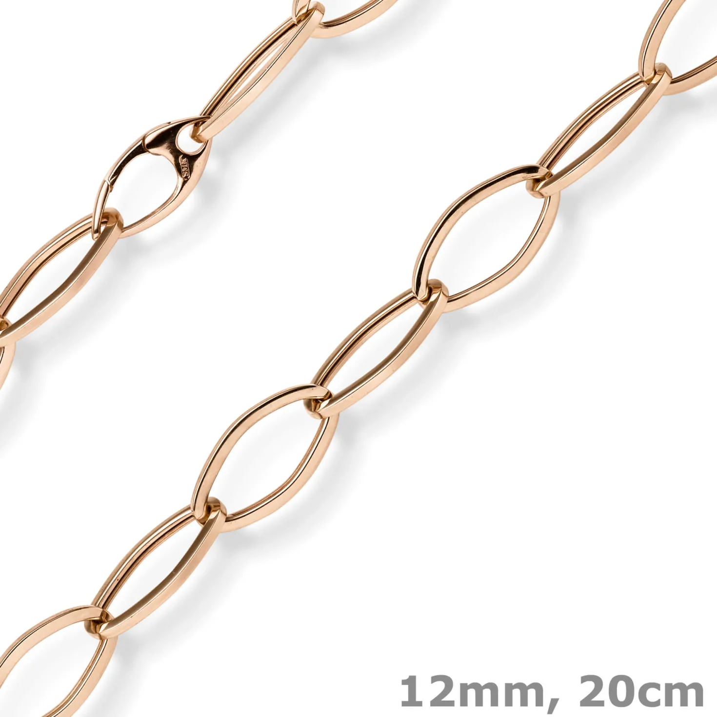 12mm Phantasie Armband Armkette aus 585 Gold Rotgold glänzend 20cm