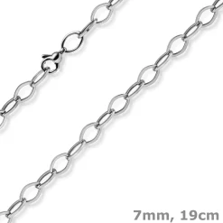 7mm Phantasie Armband Armkette aus 585 Gold Weißgold glänzend 19cm