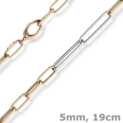 5mm Phantasie Armband Armkette aus 585 Gold Weißgold Rotgold vierkant 19cm