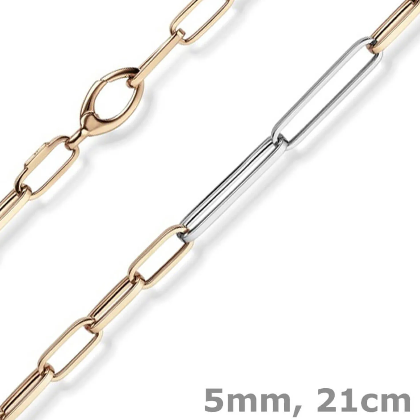 5mm Phantasie Armband Armkette aus 585 Gold Weißgold Rotgold vierkant 21cm