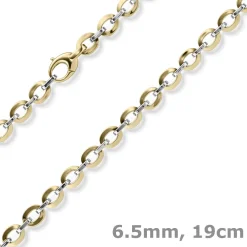 6,5mm Phantasie-Armband Armschmuck 585 Gold Gelbgold Weißgold bicolor 19cm