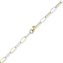 5mm Phantasie Armband mit ovalen Kettengleidern aus 585 Gold gelb/weiß 21cm