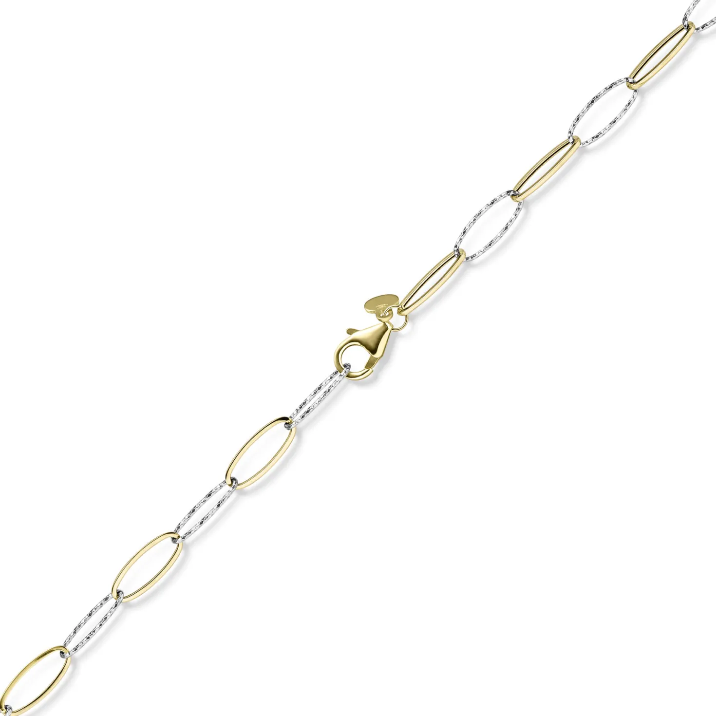 5mm Phantasie Armband mit ovalen Kettengleidern aus 585 Gold gelb/weiß 21cm
