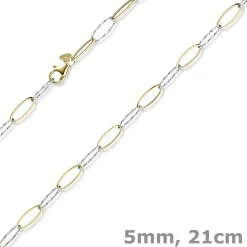 5mm Phantasie Armband mit ovalen Kettengleidern aus 585 Gold gelb/weiß 21cm