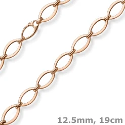 12,5mm Phantasie-Armband ovale Kettenglieder Armkette 585 Gold Rotgold 19cm