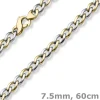 7,5mm Phantasie Halskette Collier aus 585 Gold Gelbgold Weißgold bicolor 60cm