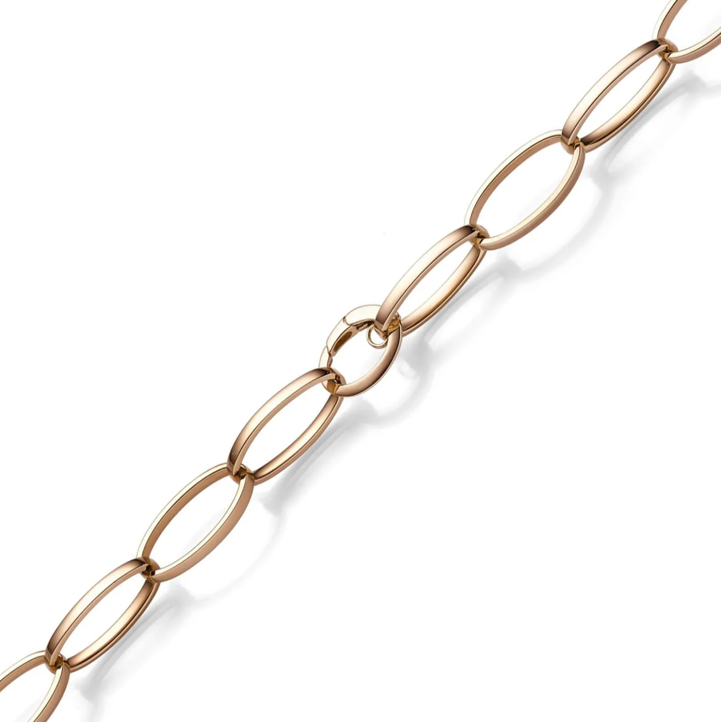 14,5mm Phantasie Halskette Collier aus 585 Gold Rotgold oval vierkant 50cm