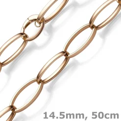 14,5mm Phantasie Halskette Collier aus 585 Gold Rotgold oval vierkant 50cm