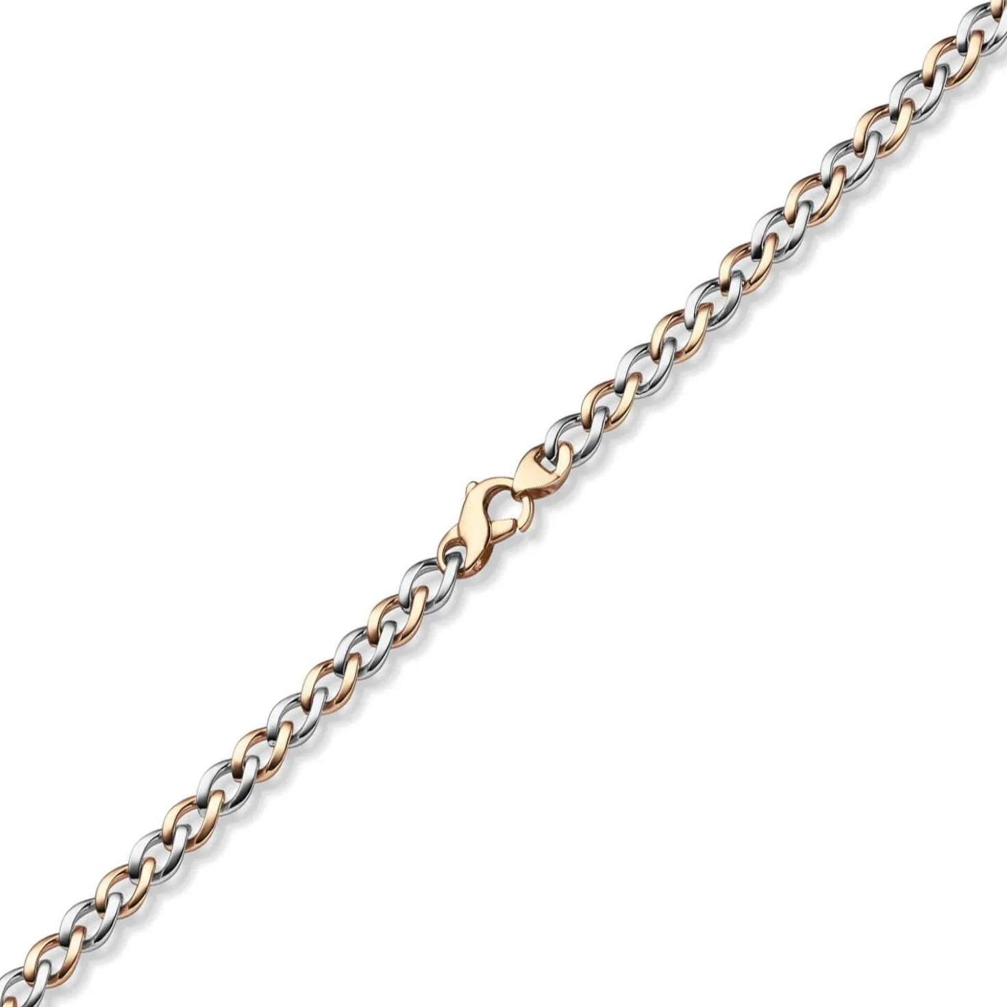 7,5mm Phantasie Halskette Collier aus 585 Gold Weißgold Rotgold bicolor 60cm