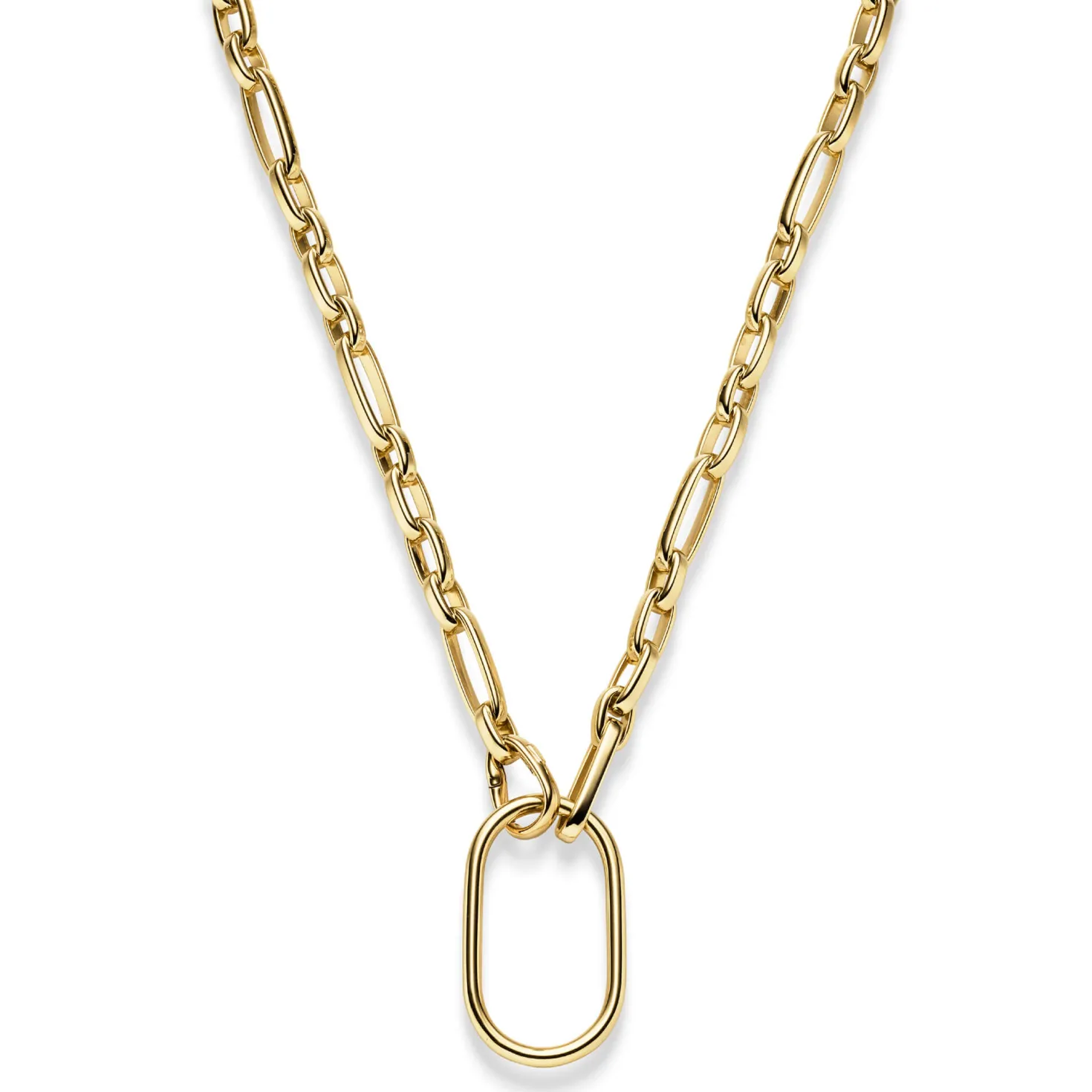 8mm Phantasie Halskette Collier mit Dekoelement 28x49mm 585 Gold Gelbgold 55cm