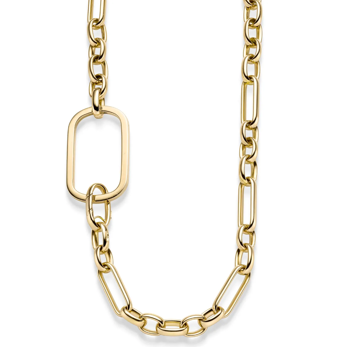 11mm Phantasie Halskette Collier mit Dekoelement 33x51mm 585 Gold Gelbgold 55cm
