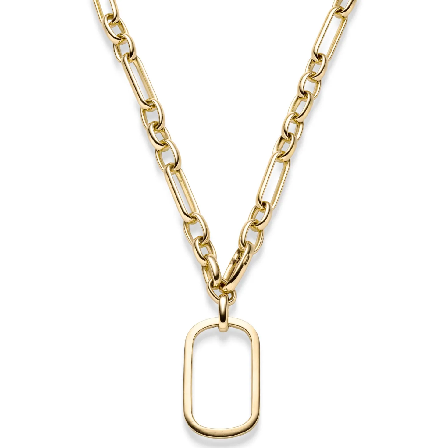 11mm Phantasie Halskette Collier mit Dekoelement 33x51mm 585 Gold Gelbgold 55cm