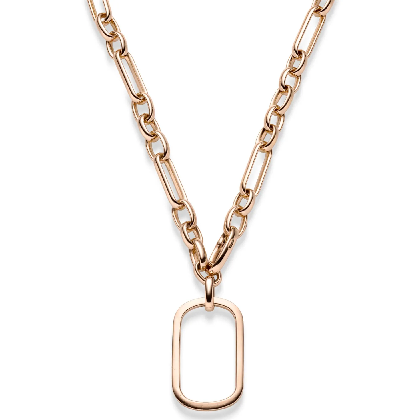 11mm Phantasie Halskette Collier mit Dekoelement 33x51mm 585 Gold Rotgold 55cm