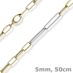 5mm Phantasie Kette Collier aus 585 Gold Gelbgold Weißgold vierkant 50cm