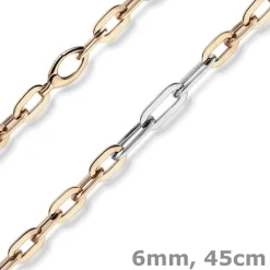 6mm Phantasie Kette Collier aus 585 Gold Weißgold Rotgold oval flach 45cm