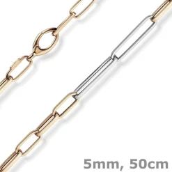 5mm Phantasie Kette Collier aus 585 Gold Weißgold Rotgold vierkant 50cm