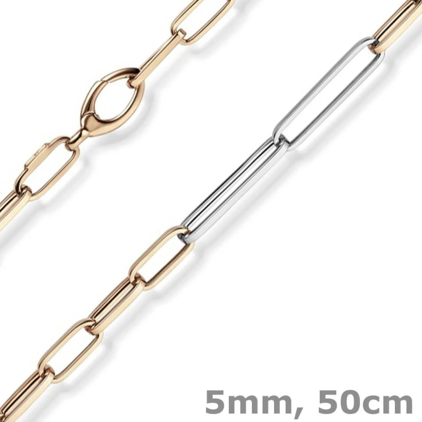 5mm Phantasie Kette Collier aus 585 Gold Weißgold Rotgold vierkant 50cm