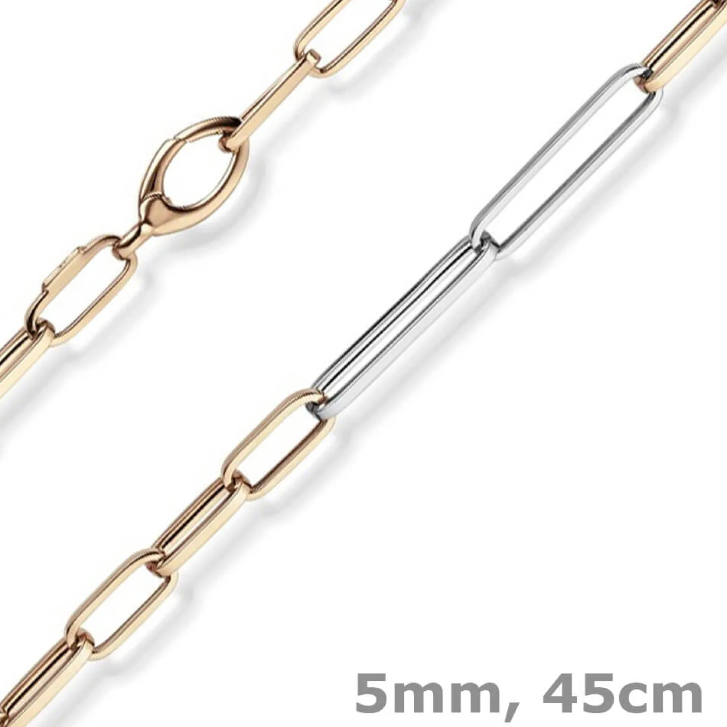 5mm Phantasie Kette Collier aus 585 Gold Weißgold Rotgold vierkant 45cm