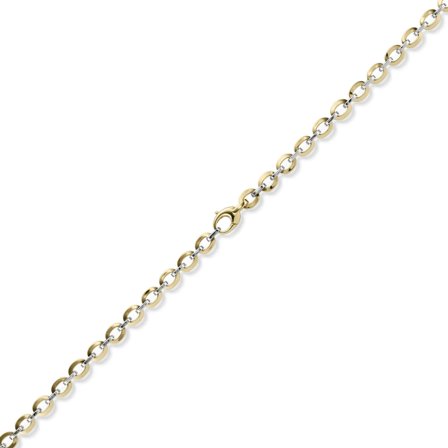 6,5mm Phantasie-Kette Collier 585 Gold Gelbgold Weißgold bicolor 50cm glänzend