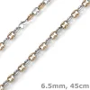 6,5mm Phantasiekette Collier Halskette 585 Gold Weißgold & Rotgold bicolor 45cm