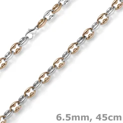 6,5mm Phantasiekette Collier Halskette 585 Gold Weißgold & Rotgold bicolor 45cm
