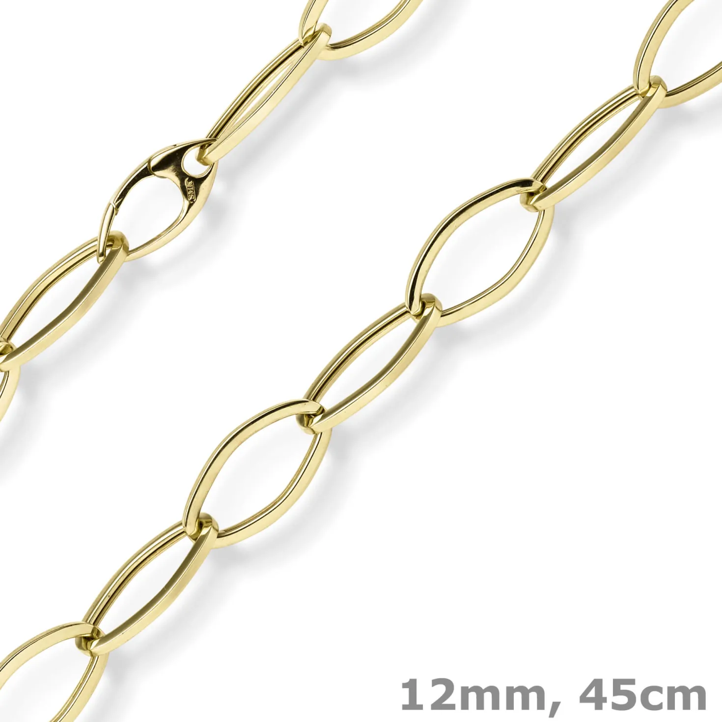 12mm Phantasie-Kette Halskette Collier aus 585 Gold Gelbgold glänzend 45cm