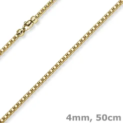 4mm Phantasiekette Halskette Collier aus 585 Gold Gelbgold glänzend 50cm