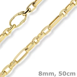 8mm Phantasie-Kette Halskette Collier aus 585 Gold Gelbgold glänzend 50cm