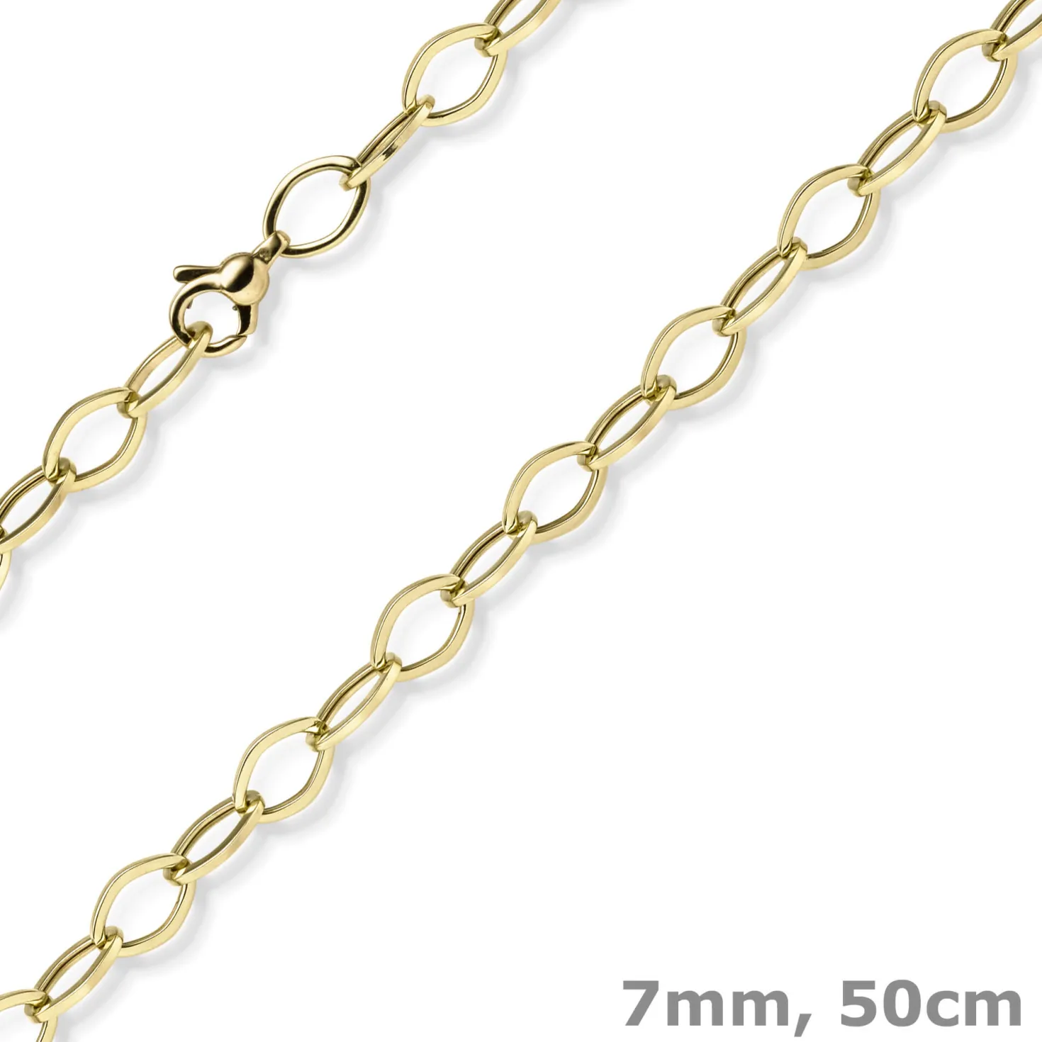 7mm Phantasie-Kette Halskette Collier aus 585 Gold Gelbgold glänzend 50cm