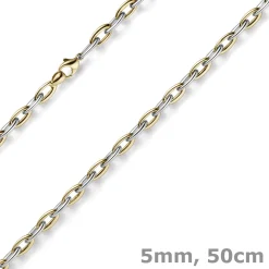 5mm Phantasiekette Halskette Collier aus 585 Gold Gelbgold Weißgold bicolor 50cm