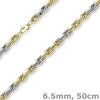 6,5mm Phantasie Kette Halskette Collier aus 585 Gold gelb/weiß bicolor 50cm