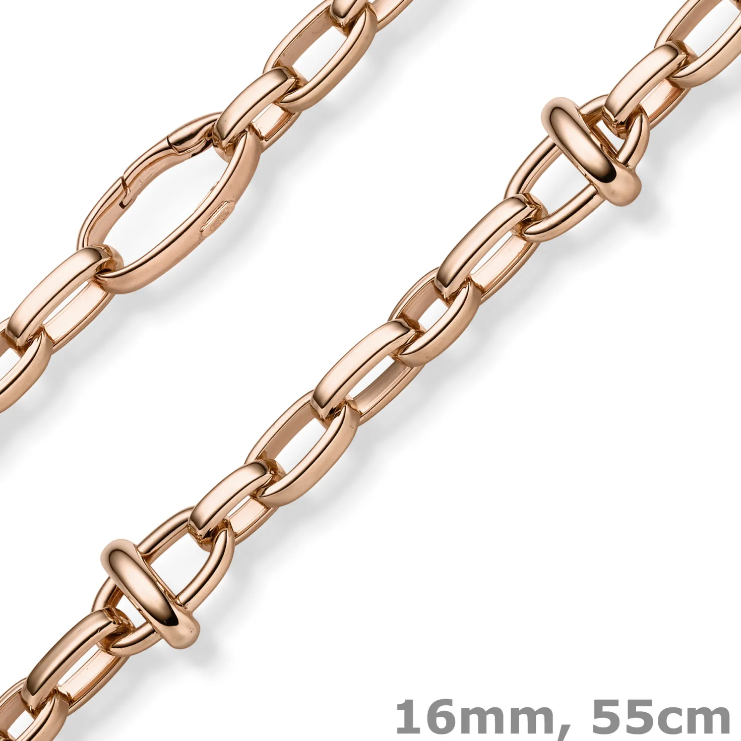 16mm Phantasie-Kette Halskette Collier aus 585 Gold Rotgold 55cm