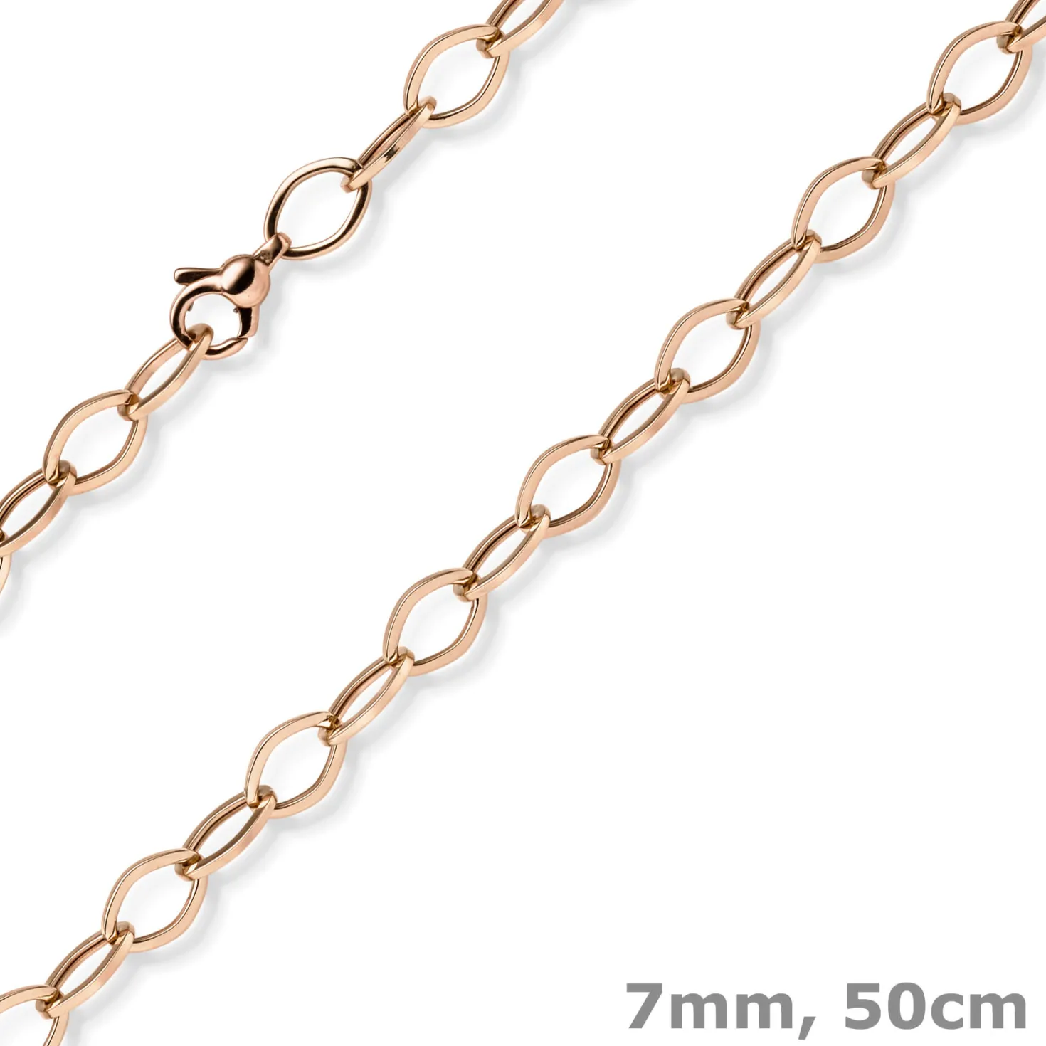 7mm Phantasie-Kette Halskette Collier aus 585 Gold Rotgold glänzend 50cm