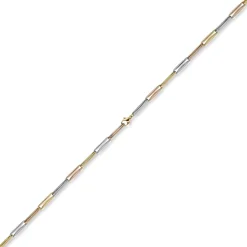 5mm Phantasiekette Halskette Collier aus 585 Gold tricolor gelb/rot/weiß 50cm