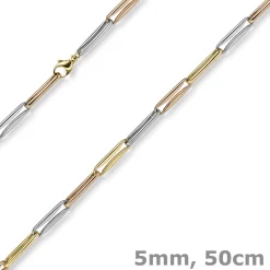 5mm Phantasiekette Halskette Collier aus 585 Gold tricolor gelb/rot/weiß 50cm