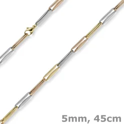 5mm Phantasiekette Halskette Collier aus 585 Gold tricolor gelb/rot/weiß 45cm