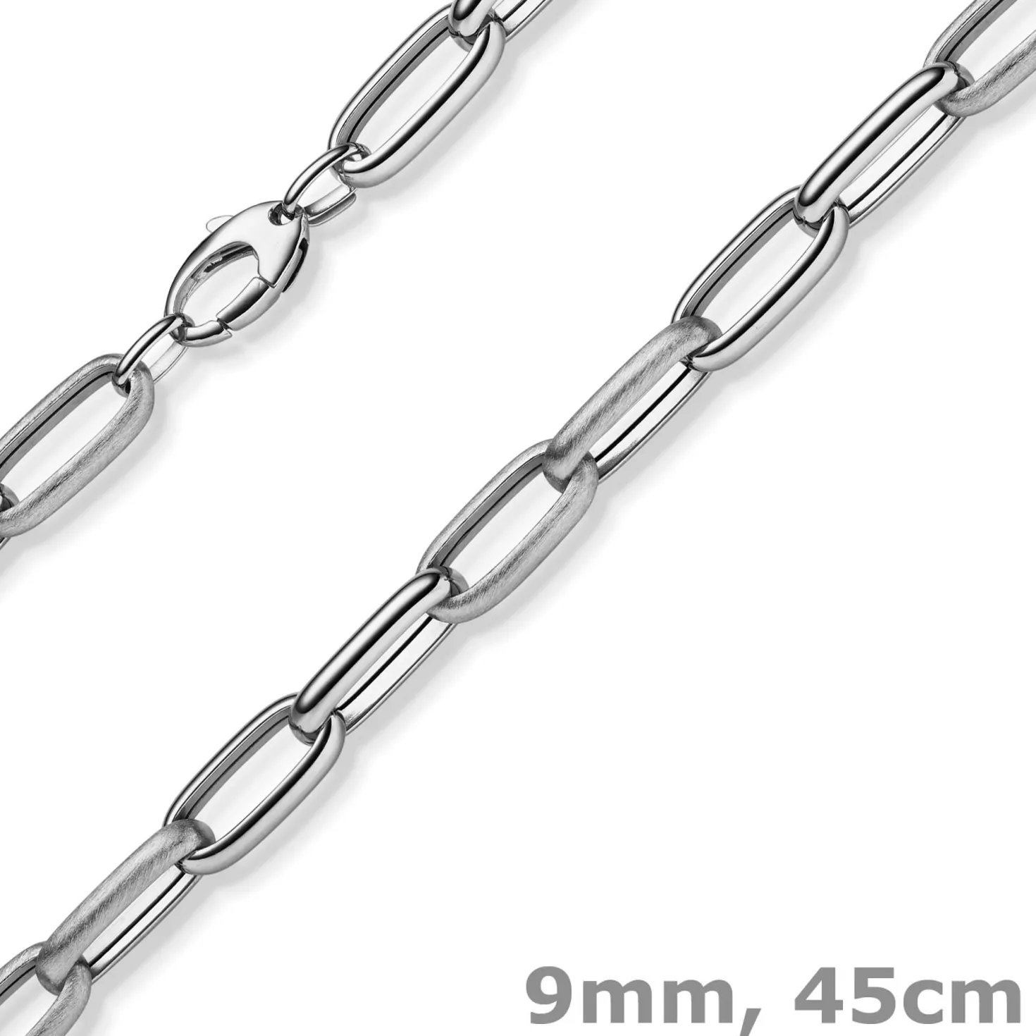 9mm Phantasie Kette Halskette Collier aus 585 Gold Weißgold matt/glänzend 45cm