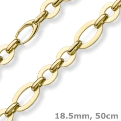 18,5mm Phantasie-Kette Halskette ovale Kettenglieder 585 Gold Gelbgold 50cm
