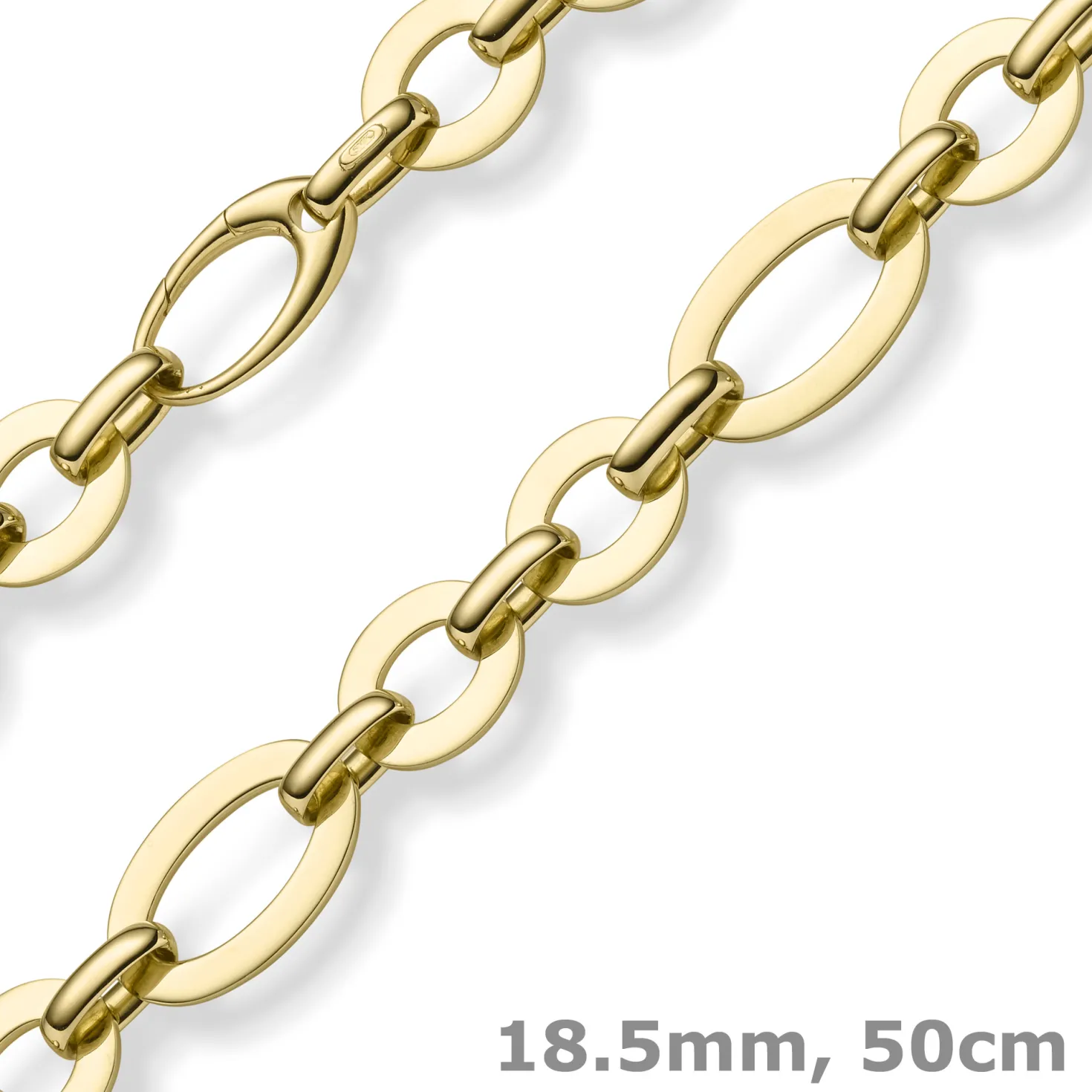 18,5mm Phantasie-Kette Halskette ovale Kettenglieder 585 Gold Gelbgold 50cm