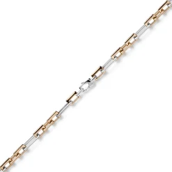 7,5mm Phantasiekette Halskette rechteckig 585 Gold Weißgold Rotgold bicolor 45cm