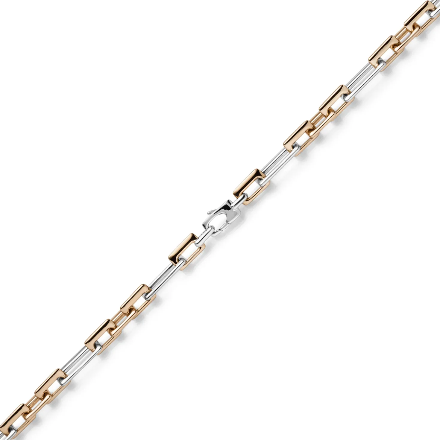 7,5mm Phantasiekette Halskette rechteckig 585 Gold Weißgold Rotgold bicolor 45cm