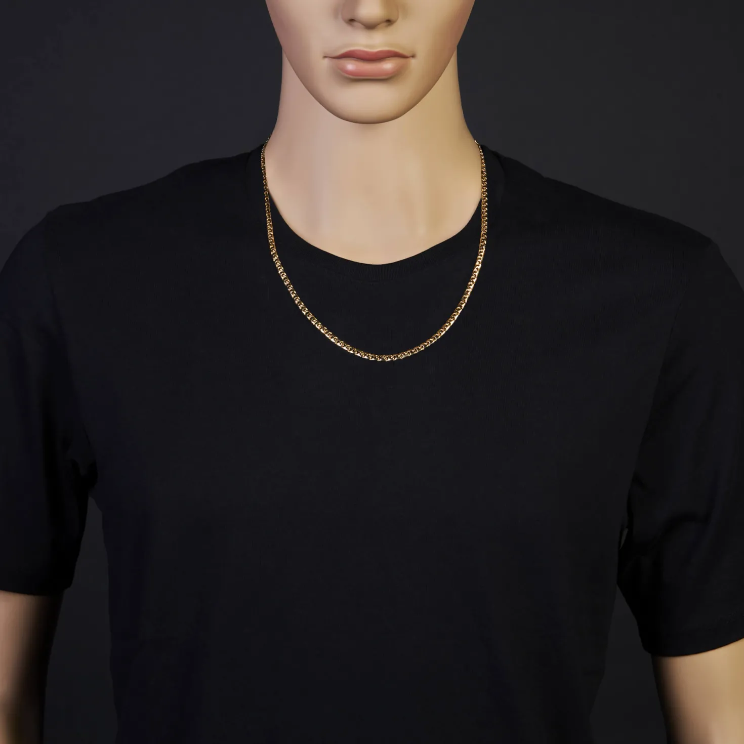 4mm Phantasiekette Kette Collier Halskette, 585 Gold Gelbgold, glänzend, 60cm