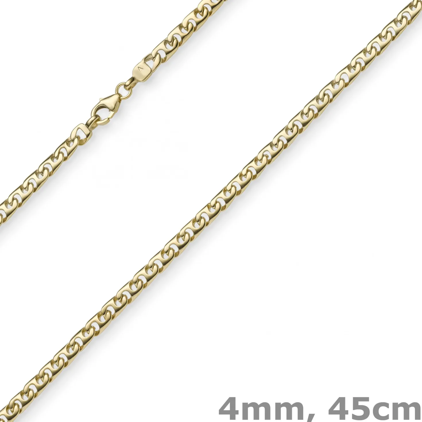 4mm Phantasiekette Kette Collier Halskette, 585 Gold Gelbgold, glänzend, 45cm