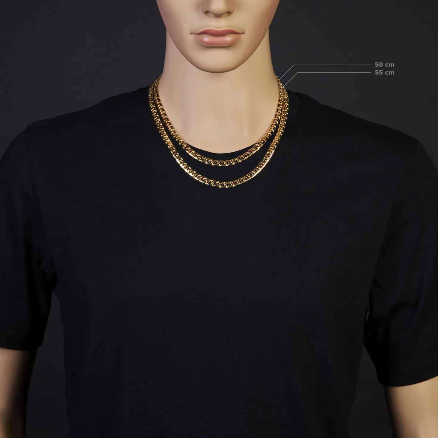 6,5mm Phantasiekette Kette Collier Halskette, 585 Gold Gelbgold, glänzend, 55cm