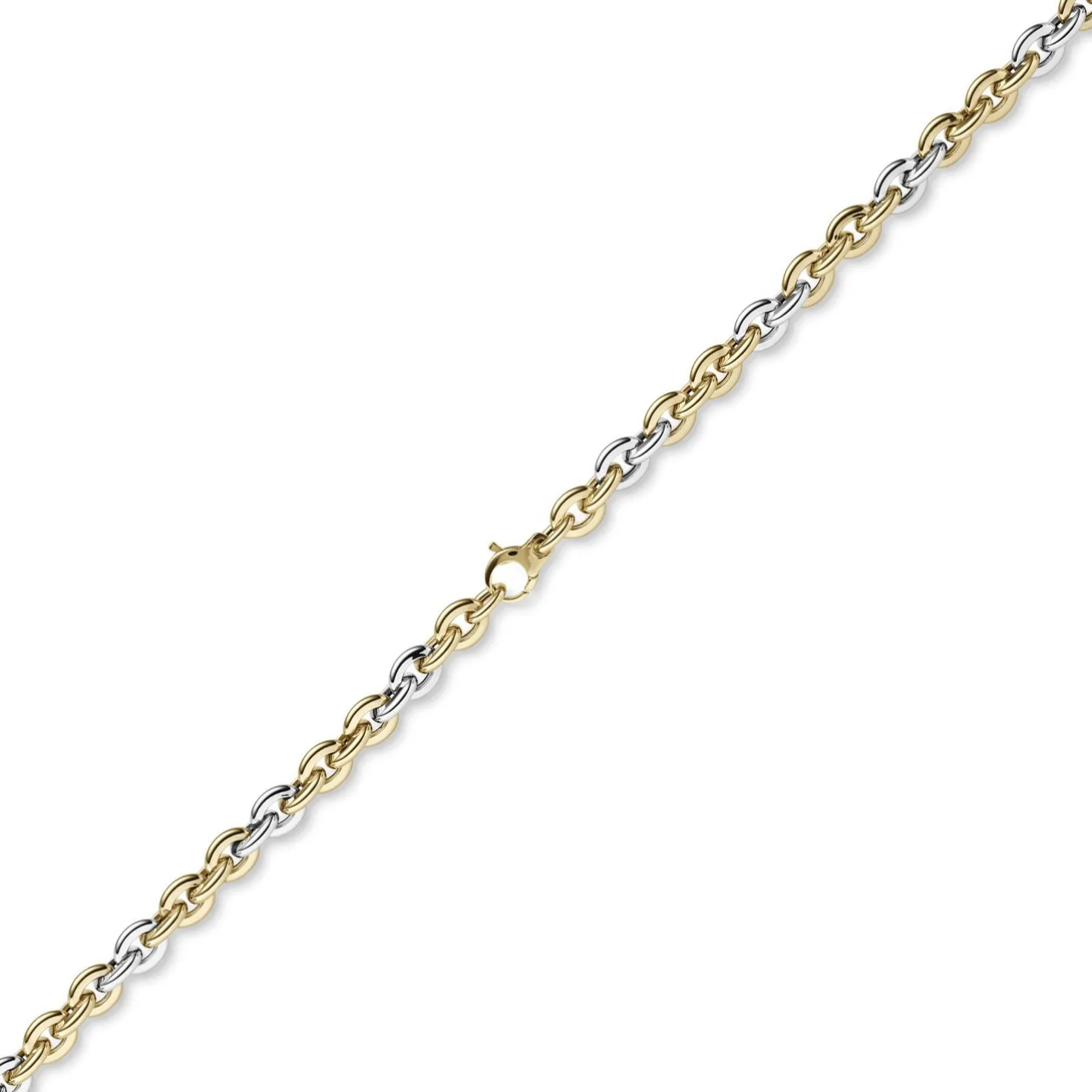 7,5mm Phantasiekette Kette Collier Halsschmuck 585 Gold Gelbgold Weißgold 45cm