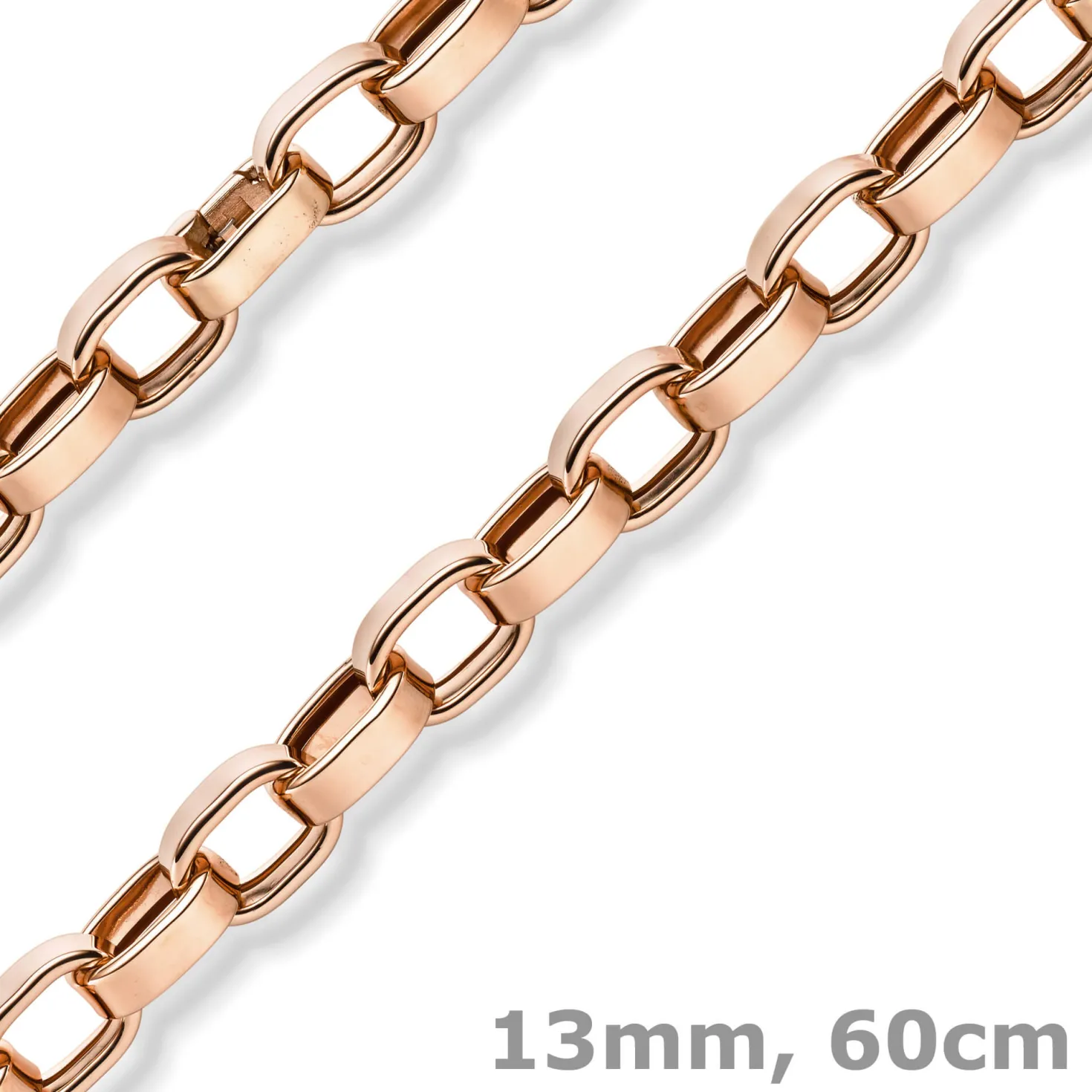 13mm Phantasie-Kette ovale Ketteglieder abgeflacht 585 Gold Rotgold 60cm