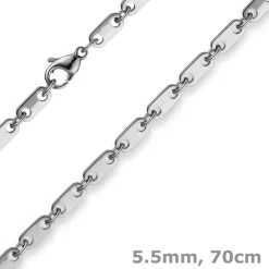 5,5mm Plattenkette Kette Collier aus 585 Gold Weißgold massiv 70cm Herren