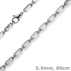 5,5mm Plattenkette Kette Collier aus 585 Gold Weißgold massiv 60cm Herren