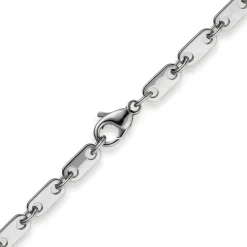 5,5mm Plattenkette Kette Collier aus 585 Gold Weißgold massiv 55cm Herren