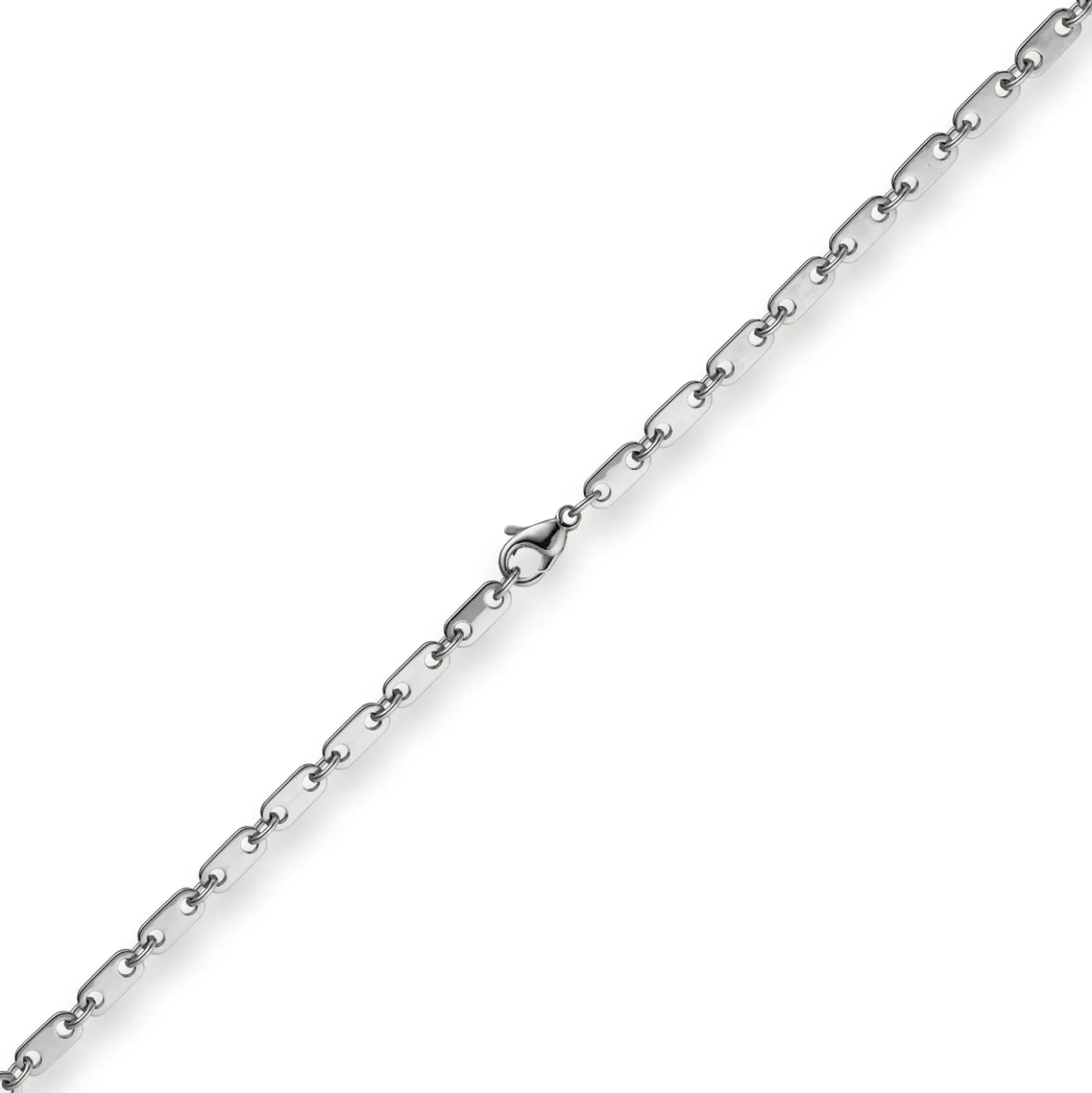 5,5mm Plattenkette Kette Collier aus 585 Gold Weißgold massiv 50cm Unisex